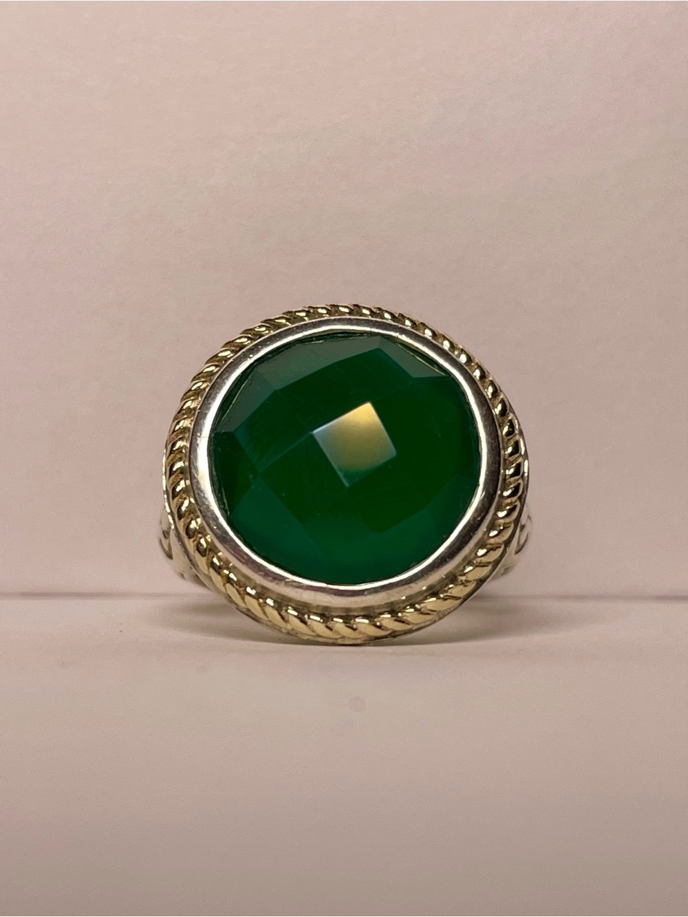 925 Green Chrysoprase Filigree Ring